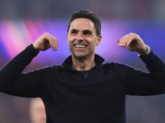 Cesta Arsenalu do finále Ligy majstrov analyzovaná, keďže hazard Mikela Artetu sa vypláca Mikel Arteta, manažér / hlavný tréner Arsenalu, oslavuje počas semifinálového zápasu 2025/26 Ligy majstrov UEFA 2025/26 medzi Arsenal FC a Atletico de Madrid na Arsenal Stadium 5. mája 2026 v Londýne, Anglicko