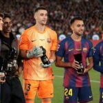 Pau Cubarsi z FC Barcelona oslavuje po víťazstve nad Realom Madrid