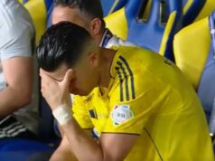 Cristiano Ronaldo zostal bez slova, keď mu brankár HOWLER odoprel titul Saudi Pro League Cristiano Ronaldo reaguje počas zápasu Al-Nassr