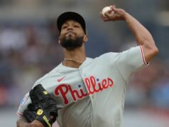 Cristopher Sanchez z Philsu prináša sériu odstávok do finále proti rodičom 16. mája 2026; Pittsburgh, Pennsylvania, USA; Začiatočný nadhadzovač Philadelphie Phillies Cristopher Sanchez (61) počas prvej zmeny v PNC Parku nastúpil proti Pittsburgh Pirates. Povinný kredit: Charles LeClaire-Imagn Images
