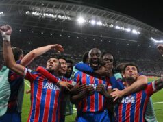 Crystal Palace vyhral Conference League a okamžite získal 21,5 milióna libier na prestupovú podporu Jean-Philippe Mateta oslavuje po strelení gólu Crystal Palace proti Rayo Vallecano