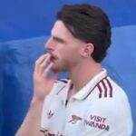 Declan Rice vyzerá sklamane