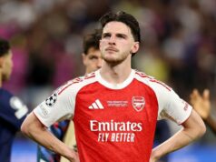 Declan Rice zložil sľub Arsenalu ako hviezda odhaľuje reakciu šatne na prehru PSG Declan Rice sa pozerá po prehre vo finále Ligy majstrov