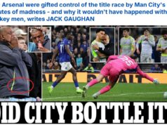 Degradácia fanúšikov Man City bola potvrdená, keď otázka o titule Arsenalu kričala, ale nebola zodpovedaná Degradácia fanúšikov Man City bola potvrdená, keď otázka o titule Arsenalu kričala, ale nebola zodpovedaná