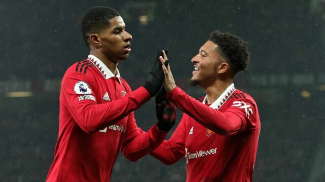 Marcus Rashford a Jadon Sancho hrajúci za Manchester United