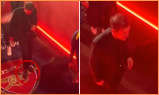 Diego Simeone chodí s odznakom Arsenalu
