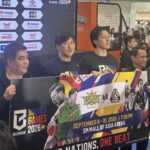 Komisár PBA Willie Marcial, výkonný riaditeľ B.League Nao Okamoto, Dwight Ramos a Ryan Gregorio z SBP počas začiatku týždňa japonskej B.League v Manile