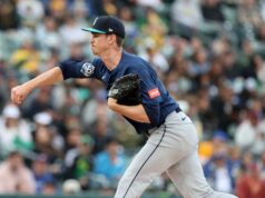 Emerson Hancock, top áčka Mariners, zastavil sériu Nicka Kurtza na základni 26. mája 2026; West Sacramento, Kalifornia, USA; Štartovací nadhadzovač Seattle Mariners Emerson Hancock (26) hádže ihrisko proti Athletics počas prvej zmeny v Sutter Health Park. Povinný kredit: Dennis Lee-Imagn Images