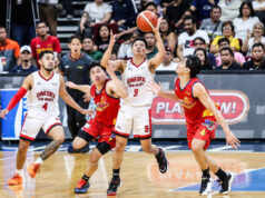 Ginebra priznáva, že napriek nerozhodnému semifinále ešte nemá žiadnu kontrolu Scottie Thompson z Barangay Ginebra Gin Kings počas zápasu v semifinále PBA Commissioner's Cup 2026 proti Rain or Shine Elasto Painters