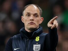 Harry Maguire „šokovaný a vykuchaný“ po hviezde sekier Thomasa Tuchela z tímu Svetového pohára LONDÝN, ANGLICKO - 27. marca: Angličan Harry Maguire reaguje počas medzinárodného priateľského zápasu medzi Anglickom a Uruguajom na štadióne Wembley 27. marca 2026 v Londýne v Anglicku. (Foto: Justin Setterfield/Getty Images)