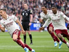 Hodnotenie hráčov Arsenalu verzus West Ham: 9/10 zachránilo situáciu, ale 4/10 chudobné na chaotickú výhru Leandro Trossard z Arsenalu oslavuje gól proti West Hamu