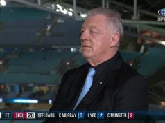 Hostitelia Channel Nine v štáte pôvodu sa stretnú, pretože Phil Gould bez váhania odmieta odpovedať na otázku o škandalóznom vylúčení, ktoré otočilo zápas Phil Gould úplne odmietol odpovedať na otázku kolegu Jamesa Brayshawa