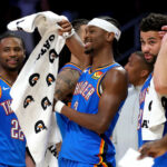 3. zápas play-off NBA OKC Thunder vs Lakers Shai Gilgeous-Alexander Ajay Mitchell