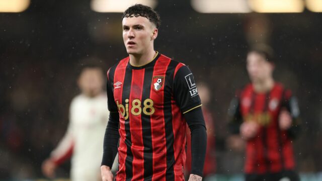 BOURNEMOUTH, ANGLICKO – 24. JANUÁRA: Alex Jimenez z AFC Bournemouth počas zápasu Premier League medzi Bournemouthom a Liverpoolom na Vitality Stadium 24. januára 2026 v anglickom Bournemouthe. (Foto: Michael Steele/Getty Images)