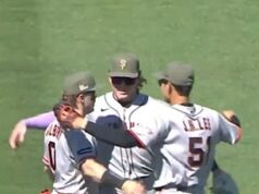 Hviezdy San Francisco Giants riskujú hnev šéfov MLB, keď opäť predvádzajú obscénne sexuálne oslavy… po varovaní ligy kvôli sugestívnemu gestu San Francisco Giants vzdorovali požiadavkám MLB na vzkriesenie ich sexuálnej oslavy