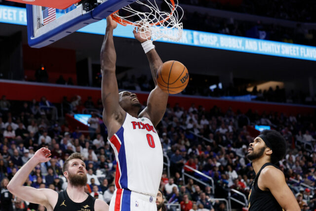 Jalen Duren Pistons vs Cavaliers Game 1 druhé kolo play-off NBA