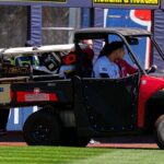 Jason Dominguez z Yankees zakartoval po tom, čo narazil do steny a chytil sa