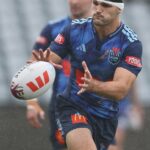 GOSFORD, AUSTRÁLIA – 25. MÁJ: Nathan Cleary počas tréningu New South Wales Blues mužov State of Origin na Polytec Stadium 25. mája 2026 v Gosforde v Austrálii. (Foto: Scott Gardiner/Getty Images)