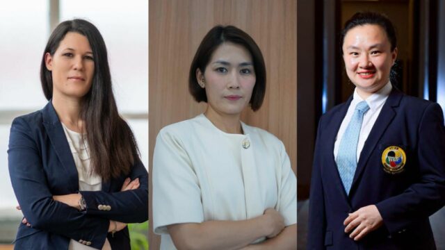 Predstavitelia Karate One-Youth League Manila (z LR): Rakúšanka Sabrina Weiss, Vietnamka Nguyen Hoang Ngan a Číňanka Ma Junting.