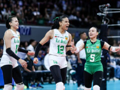 La Salle porazila NU v hre 1, blíži sa sezóna Angel Canino a La Salle Lady Spikers počas zápasu proti NU Lady Bulldogs vo finále turnaja ženského volejbalu sezóny 88 UAAP