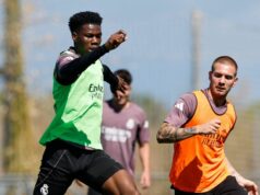 Man Utd dal Realu Madrid možnosť prestupu po druhom „súboji“ na tréningovom ihrisku Aurelien Tchouameni a Franco Mastantuono na tréningu v Ciudad Real Madrid.