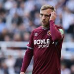 Jarrod Bowen z West Ham United ukazuje skľúčenosť počas zápasu Premier League medzi Newcastle United a West Ham United v St. James's Park v Newcastle, Spojené kráľovstvo, 17. mája 2026. (Foto MI News/NurPhoto cez Getty Images)