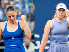 Marta Kostyuk Snubs Mirra Andreeva, keď sa zdvojnásobila na postoji s odvážnym pohybom Kvalifikácia o pohár Magda Linette vs Marta Kostyuk – Billie Jean King. Marta Kostyuk z Ukrajiny súťaží v kvalifikácii Billie Jean King Cup, tenisovom zápase dvojhry žien proti Poľsku v PreZero Arena v Gliwiciach, Poľsko, 10. apríla 2026. Gliwice Poľsko PUBLICATIONxNOTxINxFRA Copyright: xMarcinxGolbax originalFilename:golba-magdalin_22Djpg