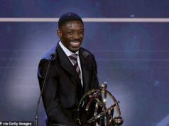 Mason Greenwood a priateľka Harriet vedú futbalistov a WAGs na večeri veľkých francúzskych futbalových ocenení – s VEĽMI kontroverznou voľbou pre hráča sezóny. Ousmane Dembele vyhral Ligue 1 Hráč roka napriek tomu, že za PSG zvládol iba deväť štartov v divízii