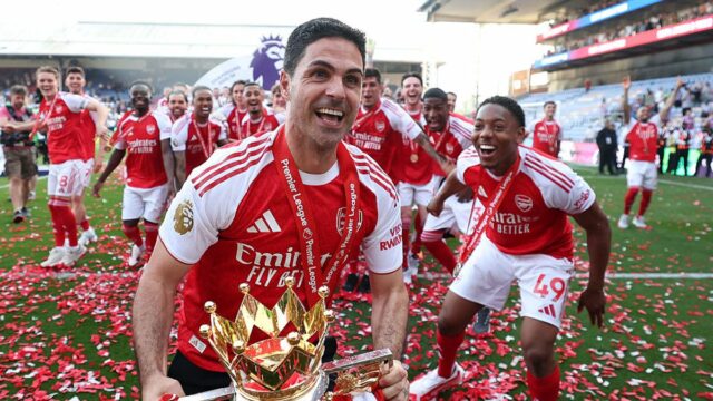 Mikel Arteta plní sľub Ligy majstrov v brutálne úprimnom rozhovore Mikel Arteta oslavuje titul v Premier League