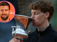 Novak Djokovič víta Jannika Sinnera šesťslovným odkazom po víťazstve na turnaji ATP Masters 1000 Na snímke: Správa Novaka Djokoviča Jannikovi Sinnerovi
