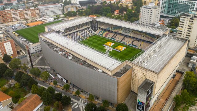 Celkový pohľad mimo štadióna pred zápasom Ligy Portugal Bwin medzi Boavista a SL Benfica na Estadio do Bessa 27. augusta 2022