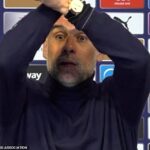 Pep Guardiola vydáva veselý výkrik „No tak, Irons“ smerom k West Hamu, keď Man City zvyšuje tlak na rivala o titul Arsenal tým, že sa pohybuje na hranici dvoch bodov
