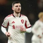 Andy Robertson počas zápasu Premier League medzi Bournemouthom a Liverpoolom na Vitality Stadium.