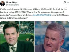 Richard Keys sa lúči s futbalom Premier League emotívnym príspevkom „koniec éry“ na oslave jeho 34 rokov po boku zahanbeného bývalého vysielateľa Sky Sports Andyho Graya – s duom, ktorí sa po odchode z práce v Katare vrátia do Veľkej Británie. Richard Keys zverejnil rozlúčku s futbalovou Premier League, keď sa pripravuje na odchod z beIN Sports