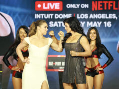 Ronda Rousey vs. Gina Carano: Bojová karta, dátum, kurzy, ako sa pozerať a všetko ostatné, čo potrebujete vedieť NEW YORK, NY - 15. apríla: Ronda Rousey a Gina Carano sa zúčastňujú na tlačovej konferencii Rousey vs. Carano NYC v Palladiu 15. apríla 2026 v New Yorku, New York. (Foto: Sarah Stier/Getty Images pre Netflix)