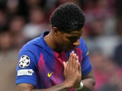 Sen Marcusa Rashforda by sa mohol splniť s jasným postojom Man Utd Ľavý krídelník Barcelony a Anglicka Marcus Rashford ľutuje neúspešnú príležitosť počas štvrťfinále Ligy majstrov UEFA 2025/26 v druhom zápase medzi klubmi Atlético de Madrid a FC Barcelona na Estadio Riyadh Air Metropolitano 14. apríla 2026 v Madride v Španielsku.