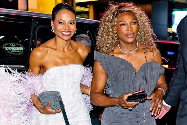 Emma Thynn, Serena Williams a Alexis Ohanian sú videní na Times Square 2. mája 2026 v New Yorku. Kredit: The Hapa Blonde/GC Images