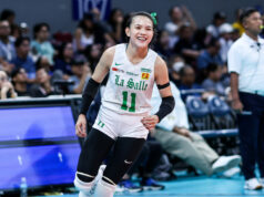 Shane Reterta podnietil víťazstvo La Salle v 1. hre Shane Reterta z La Salle Lady Spikers počas zápasu proti NU Lady Bulldogs vo finále ženského volejbalového turnaja UAAP sezóny 88.