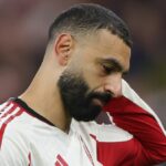 Mo Mohamed Salah z Liverpoolu vyzerá po zápase Premier League medzi Aston Villou a Liverpoolom vo Villa Parku skleslo