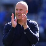 Arne Slot po zápase Premier League medzi Evertonom a Liverpoolom na štadióne Hill Dickinson.