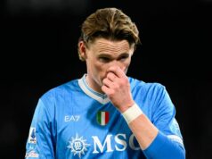 Správy z Man Utd: McTominayho srdce môže byť zlomené, keď prestup dostane zelenú Scott McTominay z SSC Neapol reaguje počas futbalového zápasu Serie A 2025/2026 medzi SSC Neapol a US Lecce na štadióne Diega Armanda Maradonu. Neapol (Taliansko), 14. marca 2026 (Foto od Elianton/Mondadori Portfolio cez Getty Images)