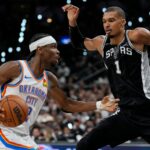 NBA dnes skóruje Spurs vs 7. zápas THunder Shai Gilgeous-Alexander San Antonio Spurs