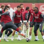 Mikel Merino, Martin Odegaard, Kai Havertz a Jurrien Timber na tréningu Arsenalu chýbali.