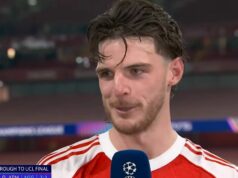 Výkop Declana Ricea v Chelsea hneď po tom, ako sa Arsenal dostal do finále Ligy majstrov | Futbal | Šport Výkop Declana Ricea v Chelsea hneď po tom, ako sa Arsenal dostal do finále Ligy majstrov | Futbal | Šport