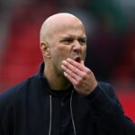 Arne Slot po zápase Premier League medzi Manchestrom United a Liverpoolom na Old Trafford.