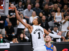Wembanyama, finále Spurs dokonca West vs Thunder Victor Wembanyama Spurs vs Thunder Game 4 Západné finále play-off NBA