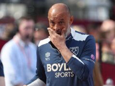 West Ham oznámil Nuno Espirito Santo ako plán Hammers na zostupovú krízu Nuno Espirito Santo počas zápasu Premier League medzi West Ham United a Leeds United na londýnskom štadióne.