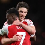Declan Rice a Bukayo Saka z Arsenalu