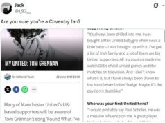 „Moja babička je z Cova“: Tom Grennan vyzval na lov slávy po oslave povýšenia Coventry City… napriek tomu, že tvrdil, že je fanúšikom Man United a Lutonu Fanúšikovia rýchlo poukázali na to, že Tom Grennan predtým tvrdil, že je fanúšikom Man United