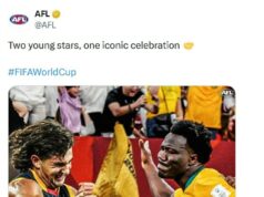 AFL odsúdili za „úbohý“ príspevok na sociálnych sieťach o hviezde Socceroos Nestory Irankunda – ako „hanebná“ liga futbalových značiek Na obrázku: Príspevok AFL, ktorý futbaloví fanúšikovia označili za „úbohý“.